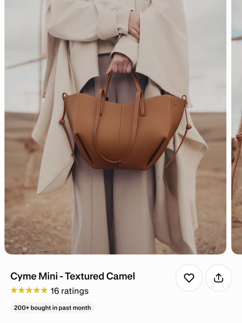 Polène Mini Cyme bag in camel - Picture 3 of 9
